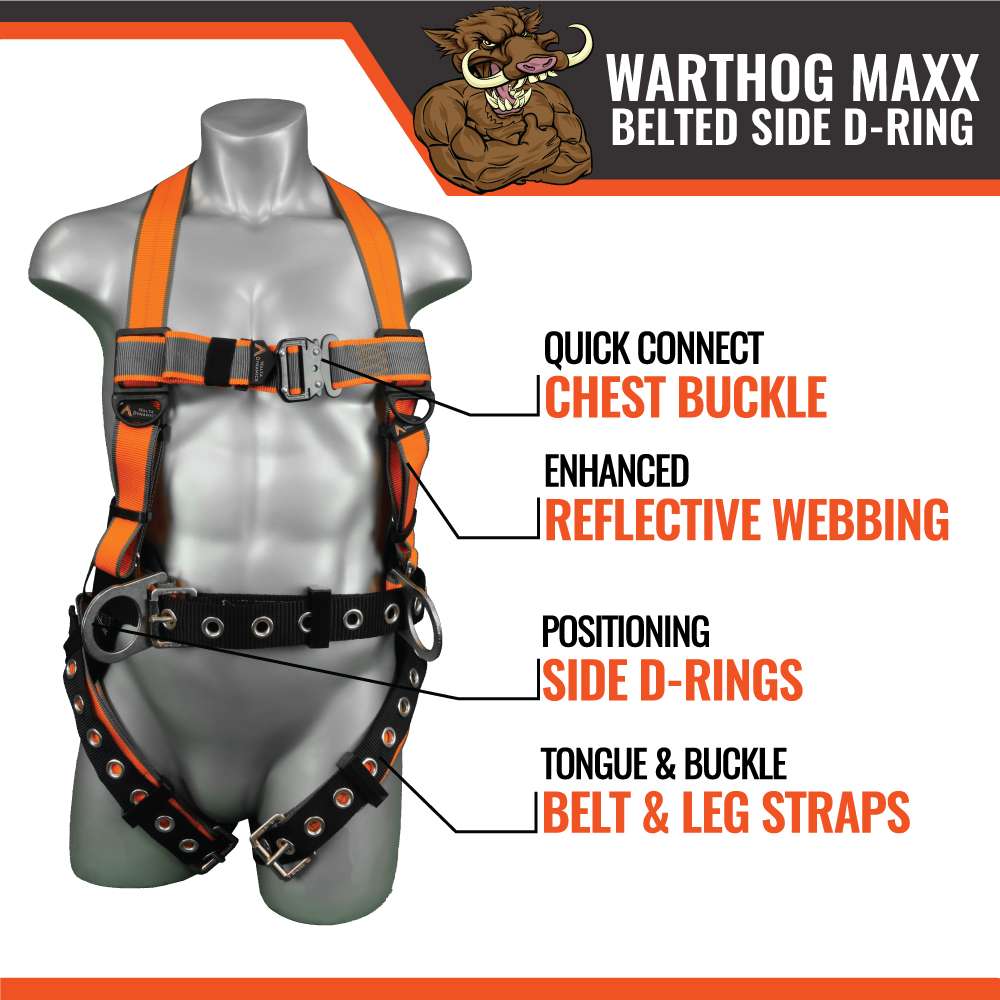 Wide Harness Rings WARTHOG® MAXX BELTED SIDE D-RING HARNESS – The Safety Consortium
